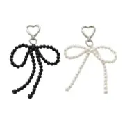 Beaded Phone Lanyard Wrist Strap Bow Heart Pearls Beads Phone Charm Keychains