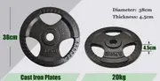 2 x 20kg Olympic Ez Grip Cast Iron Hammertone Weight Plate Weight Set Home Gym