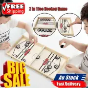 Fast Sling Puck Table Game Wooden Family Hockey Interactive Toys Gifts LO