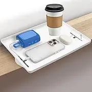 Richenda Bedside Shelf with Two Side USB Cable Slots, Clip on Bunk Bed Shelf- College Dorm Room Essentials, Loft Bed Side Table Tray with Glasses, Books,Phone and Bedroom Accessories, White