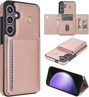 [Asuwish] Mobile Phone Case for Samsung Galaxy S23 FE 5G Case with Strap Card Slot Foldable Glitter Leather Wallet Stand S 23 S23FE 23FE Mobile Phone Cases Cover Mobile Phone Cases Protective Phone Case