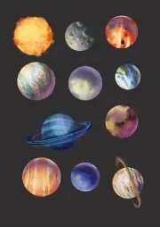 Planets Edible Cake toppers, Space cake, 10 planets, moon, earth, saturn, venus