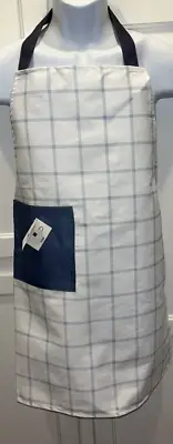 NWT Apron Plaid Mens Womens Unisex Blue White Canvas Barbecue Apron