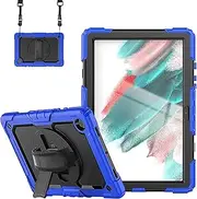 FS FANSONG Case for Samsung Galaxy Tab A8 10.5in 2022, SM-X200/X205/X207 Tablet Cover with Screen Protector Pencil Holder 360 Degree Rotating Kickstand and Shoulder Strap Blue