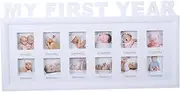 JOINPAYA Photo Frame Record Frame Photos Milestone Year Growth Record Photo Holder Newborn Shaped Shower Memory Memories White Plastic