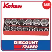 Koken 3217MS 3/8″ Square Drive Socket Set 6 Point 14 Piece Metric Made in Japan