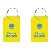 2PK Retreev Life's a Beach Travel Bag Smart Tag Luggage Suitcase Name Card w/ QR