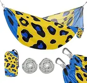 Yellow-Blue Leopard Print 330lb Capacity Hammocks for Camping with Portabl Carry Bag Swing Hammock for Camping Travel Accessories hamacas para Deck