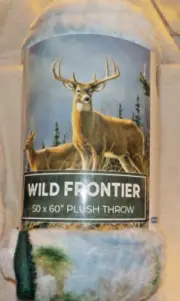 Wild Frontier Plush Throw Blanket 50" x 60" NEW Super Soft White Tail Deer Buck