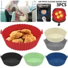 3Pcs Air Fryer Silicone Pot with Handle Reusable Air Fryer Liner Air Fryer QAxUb