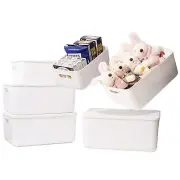 Plastic Storage Baskets Bins Boxes With Lids,Organizing Container White Stora...