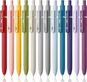 Mr. Pen- Retractable Gel Pens, 12 Pack, Morandi and Vintage Barrels, Black Ink, Fast Dry, Fine Point 0.5mm, Cute Aesthetic Pens for Journaling
