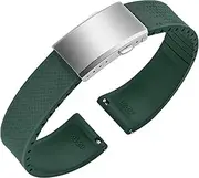 [ULLCHRO] FKM Rubber Watch Strap, Cut to Size Quick Release Fluororubber Watch Band Soft Replacement Watchband with Silver Milled Clasp for Men Women 18mm 19mm 20mm 21mm 22mm