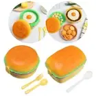 Tableware Set Burger Fork Double Tier Lunch Box Food Container Bento Lunchbox