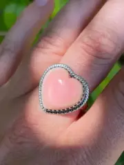 Pink Conch Heart Ring | Sterling Silver Size 10 T1