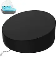 KEKAFU Day Bed Cover Waterproof, 420D Rattan Day Bed Cover with Adjustable Shoulder Strap, Garden Daybed Cover Round Anti-UV Windproof - Black (190 * 90-50cm)