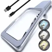 6X Rechargeable Magnifying Glass for Reading with 3 Color Light Modes & Gray