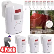 Wireless Sensor Motion PIR Alarm 4 Set 8 Remote Control Shed Garage Home Caravan