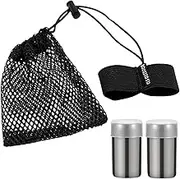 Stainless Steel Container - Small Salt Shaker | Pepper Shaker with Lid | Compact Condiment Container with Storage Bag for BBQ Camping Picnic Hiking Outdoor Cooking Travel Meal Prep