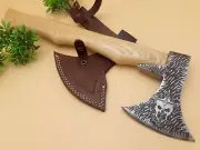 D2 CUSTOM HATCHET TOMAHAWK VIKING CAMP HUNTING THROWING HIKING AXE SHEATH