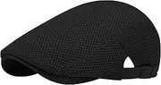 [Ylucky] Men Mesh Flat Cap Summer Breathable Adjustable Newsboy Beret Ivy Irish Fishing Hat Driving Cabbie Hunting Cap