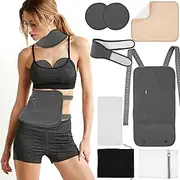 7Pcs Waist Neck Oil Pack Set with Chest Pads Oil Pack Washable Reusable Essential Oil Wrap Mess-Free Oil Pack Wrap with Adjustable Elastic Straps Soft Flannel Cloth Oil Pack for Neck Waist Chest (Style 2)