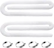2 Pack Swimming Pool Hose Replacement Pool Hoses for Above Ground Pools, 59” Long 1.5" Diameter Filter Pump Hose with 4 Metal Clamps (White)