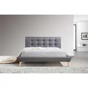 Button Tuft Linen Fabric Luxury Bed Frame