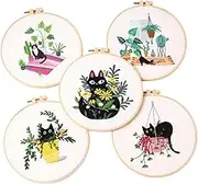 Embroidery Kit for Beginners - Floral Embroidery Accessories & Hoop Included, Hand Embroidery Kit for Adults Stitching Sewing Kit Gift | FlowerA Patterns，Embroidery Beginners DIY Cross Kits Pre-Printed Floral Pattern With Hoop