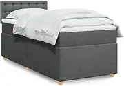 Generic Box Spring Bed with Mattress Dark Grey King Single Fabric,3286870