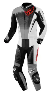 Berik XR-Ace Evo perforated 2-Piece Motorcycle Leather Suit, black-grey-white, Size 56 for Men Black Grey White