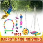 5x Parrot Hanging Swing Bird Toy Harness Cage Ladder Parakeet Bell Cage Toy Hot