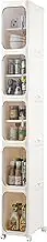 LXLXXL 5-Tier Narrow Storage Cabinet Slim Bathroom Storage Cabinet with Movable Wheels Tall Bathroom Organizer Skinny Cabinet for Small Spaces