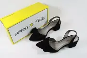SEVEN DIALS Women's Black HARR Suedette Block Heels w/ Bow Size 6.5 M NEW
