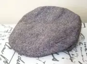NEW Jaxon Mens Hat Large Brown Ivy Cap Herringbone Wool Blend Newsboy Cabbie
