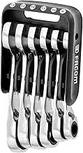 Facom 6-Piece Short Ratchet Combination Wrenches with Portable Case, Black