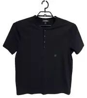 Express Men's basic top black half button front short sleeve size M