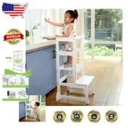 Solid Wood Height Adjustable Step Stool for Kids - Perfect for Learning!