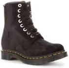 Dr Martens Vegan 1460 Crus Velvet Lace Up Ribbon Boots Womens In Black UK 3 - 7