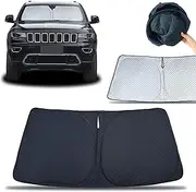 Compatible with Windshield Sun Shade Protect 6-Layers Sunlight Foldable Car Front Window Sunshade Sun Visor Protector Car Interior Shade for Jeep Grand Cherokee 2011-2019 (1pc Black)