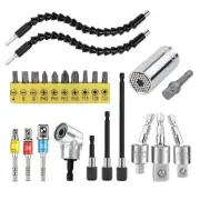 Flexible Drill Bit Extension Hex Shank Kit, Universal Socket Wrench Tools, 10...