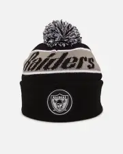 [MITCHELL & NESS] Mitchell & Ness Las Vegas Raiders Team Pom Beanie Black/grey - Size ONE ONE Black/Grey