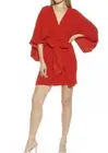 Alexia Admor Dania Draped Wrap Dress Red Belted 3/4 Sleeve Sexy 4