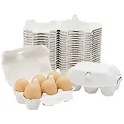50 Pieces Paper Egg Cartons for Chicken Eggs Pulp Fiber Holder Bulk Holds 6 Count Eggs Farm Market As Shown