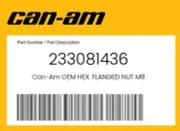 Can Am Genuine Hex. Flanged Nut M8 - 233081436