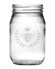 Susquehanna Glass Set of Four 16oz Vintage Bee Drinking Jars