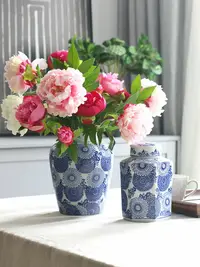在飛比找樂天市場購物網優惠-陶瓷花瓶擺件客廳插花青花瓷景德鎮新中式家居裝飾花器