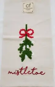 NEW C & F- Mistletoe Embroidered 100% Cotton Decorative Kitchen Flour Sack Towel