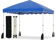Costway 3 X 3 m Pop up Canopy Tent, Portable Foldable Outdoor Patio Shelter w/Wheeled Bag, 8 Stakes, 4 Anchors, 4 Wind Ropes, 4 Sandbags, Heavy-Duty Party Event Camping Tent, Easy Setup (Blue)