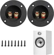Power Speaker Screw Terminal Plates, Power Speaker Screw Terminals, 2-Way Speaker Box Terminal, 2-Way Speaker Round Spring Cup, Pack of 2 Tokaneit